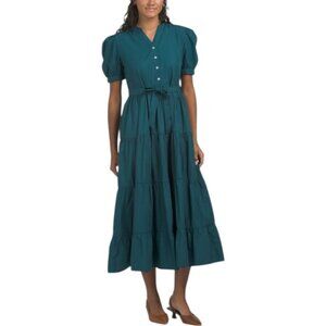 LUNA SKIES Tie Front Tiered Shirt Dress